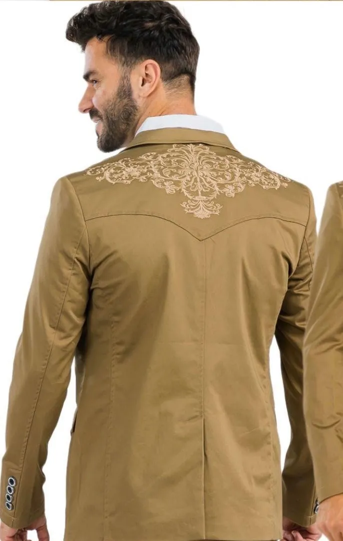 Men’s Ace of Diamond Khaki Embroidered Blazer
