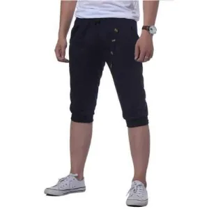 Men's Casual Crotch Button Design Fashion Shorts - Denim Dark Blue 2xl