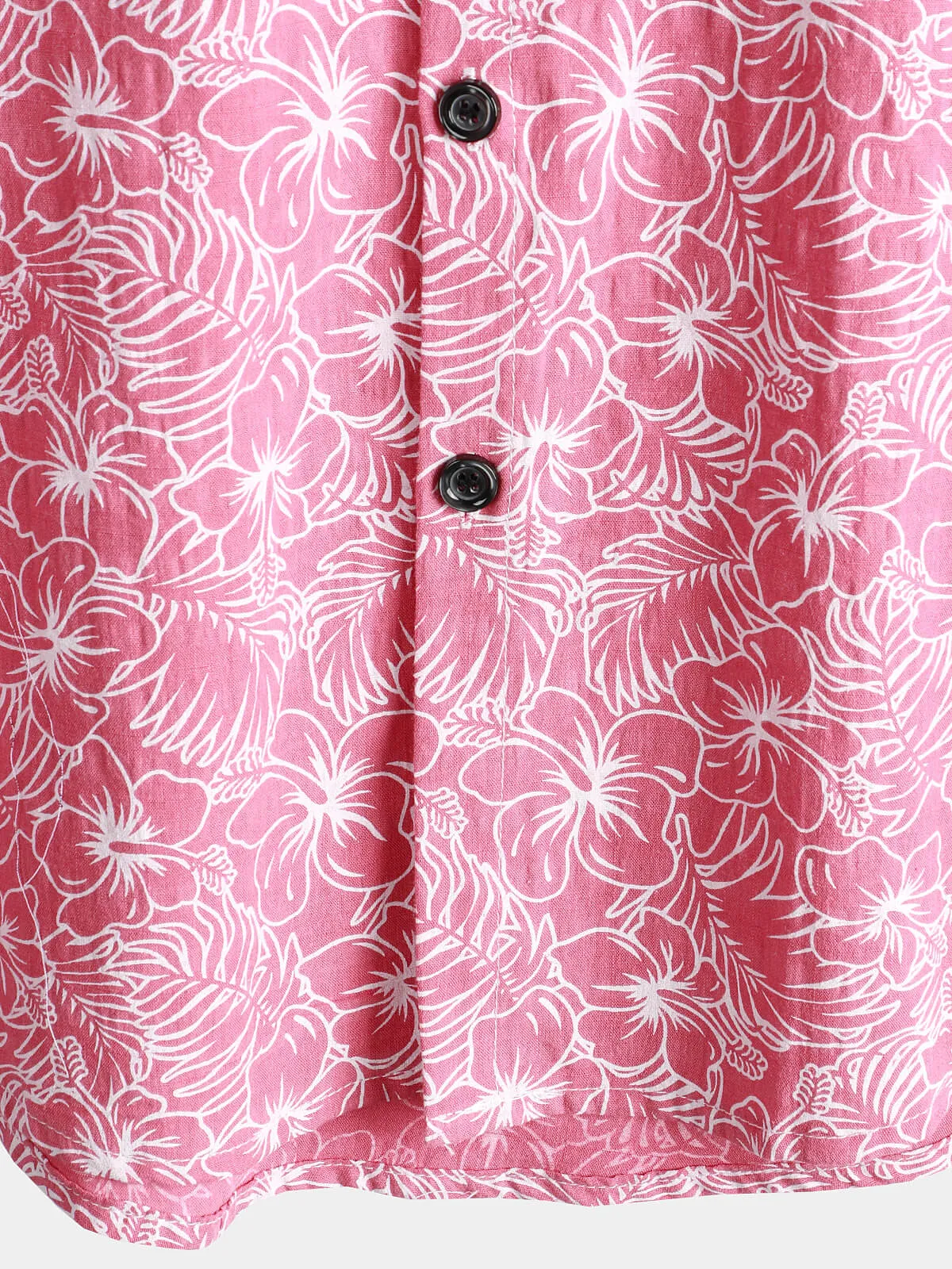 Men's Cotton Floral Holiday Flower Print Button Up Beach Pink Hawaiian Short Sleeve Shirt