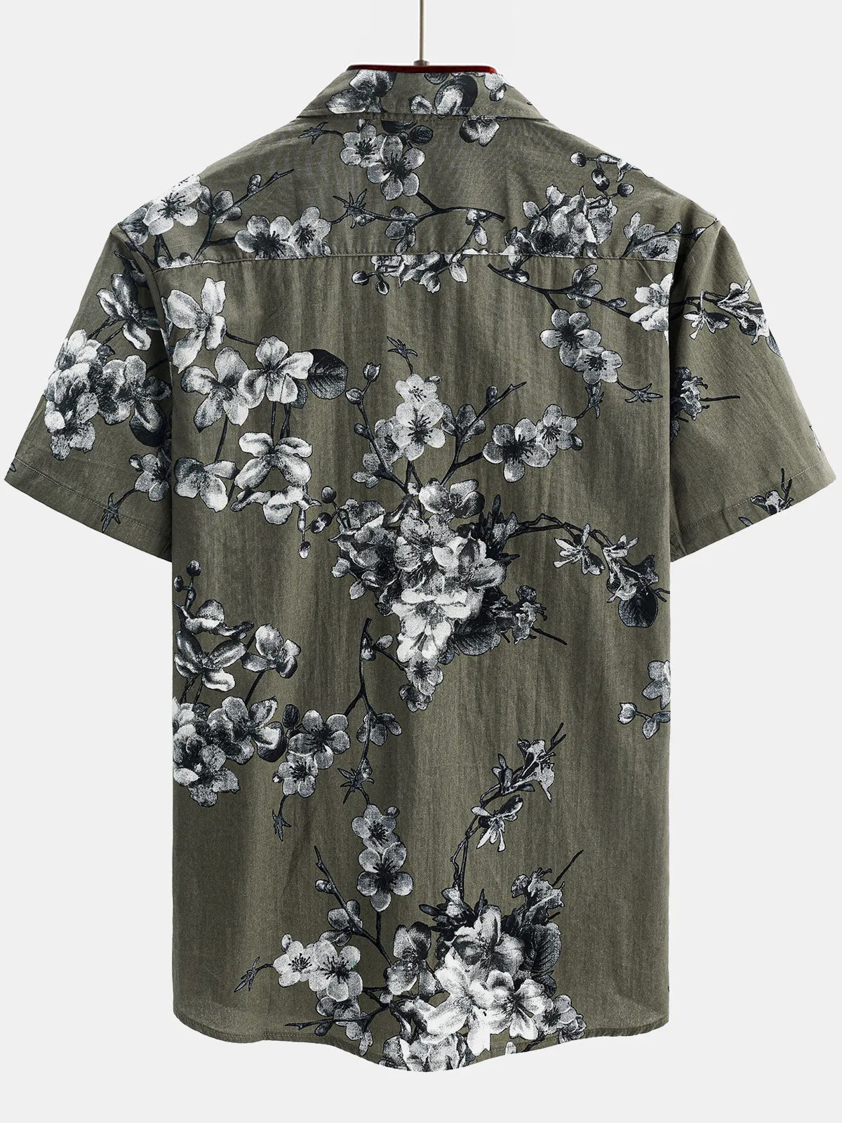 Men's Cotton Floral Summer Beach Short Sleeve Shirt