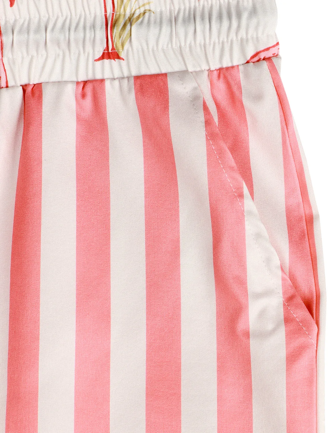 Men's Flamingo and Pink Striped Animal Aloha Beach Hawaiian Shorts