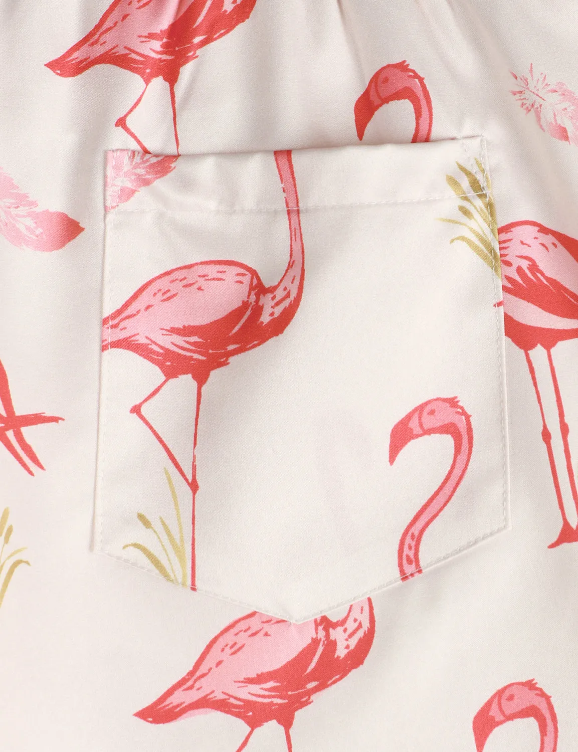 Men's Flamingo and Pink Striped Animal Aloha Beach Hawaiian Shorts