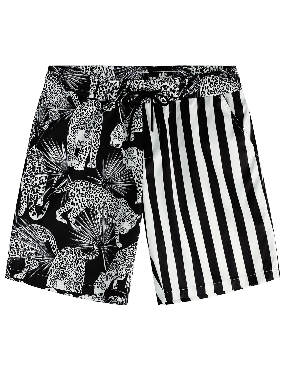 Men's Flamingo and Pink Striped Animal Aloha Beach Hawaiian Shorts