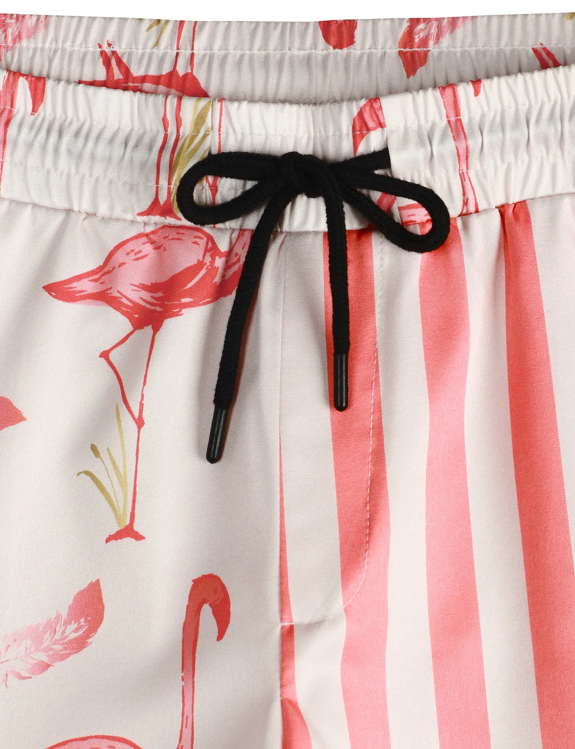 Men's Flamingo and Pink Striped Animal Aloha Beach Hawaiian Shorts