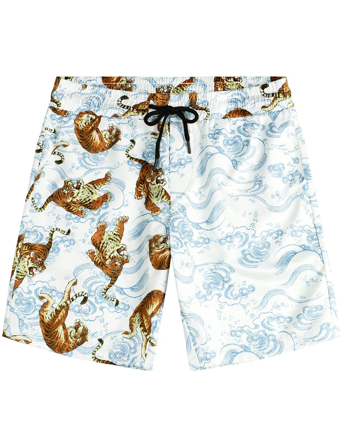 Men's Flamingo and Pink Striped Animal Aloha Beach Hawaiian Shorts