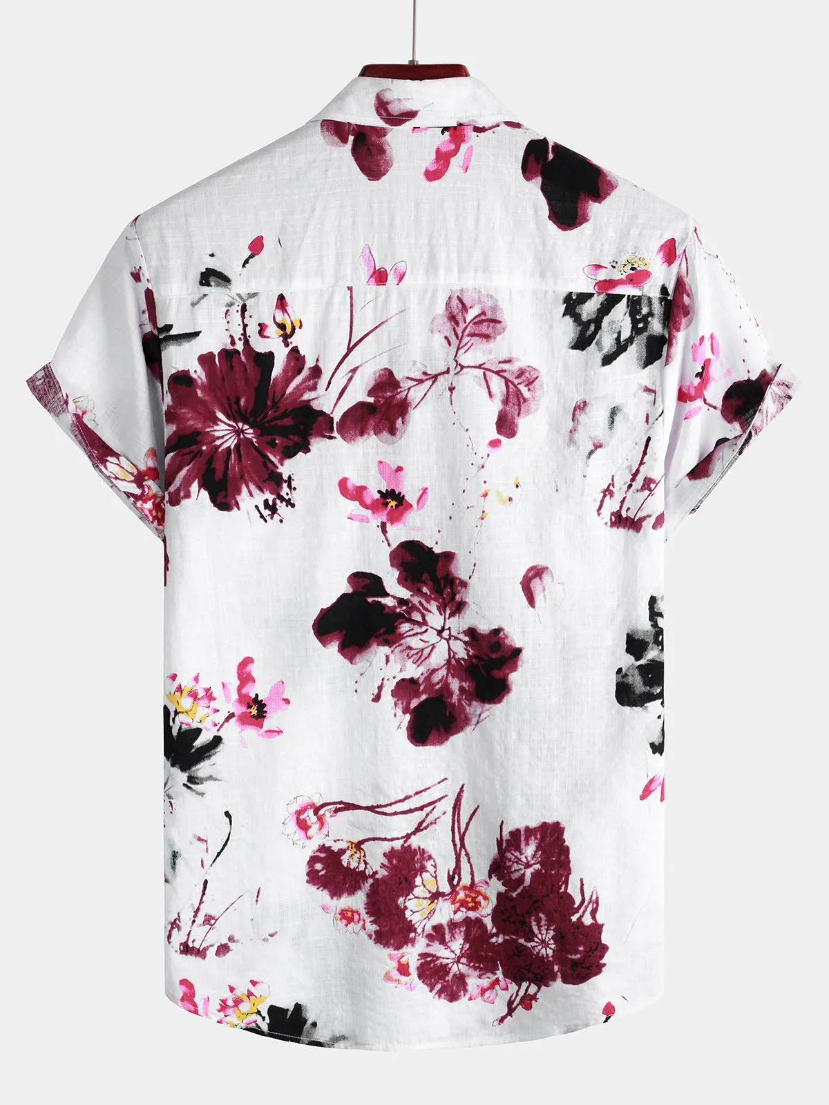 Men's Floral Cotton Pocket Tropical Hawaiian Shirt