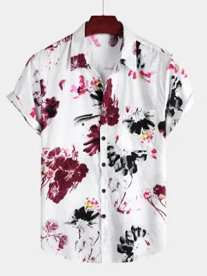 Men's Floral Cotton Pocket Tropical Hawaiian Shirt