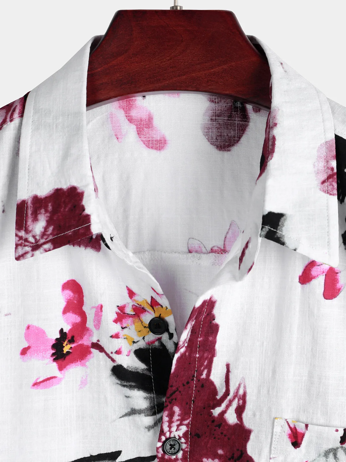 Men's Floral Cotton Pocket Tropical Hawaiian Shirt