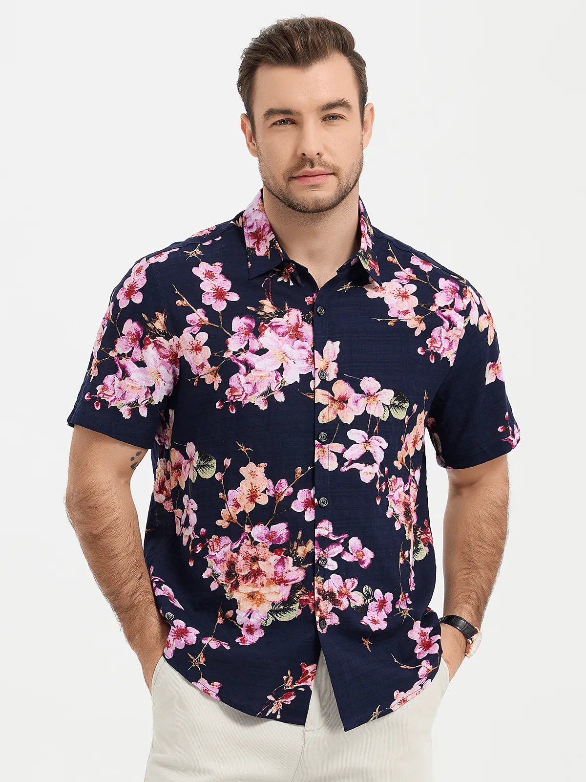 Men's Floral Cotton Tropical Hawaiian Shirt