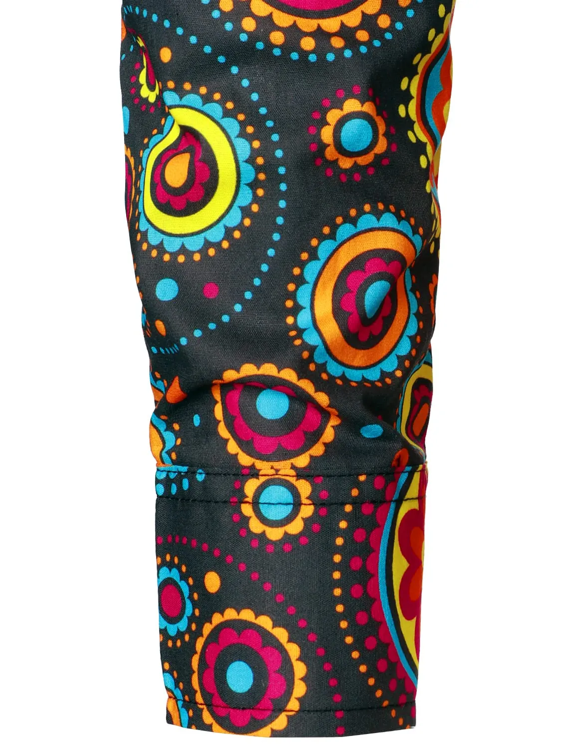 Men's Floral Print Paisley Breathable Cotton Disco Button Up Long Sleeve Dress Shirt