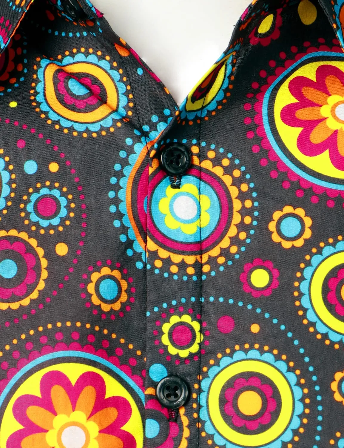 Men's Floral Print Paisley Breathable Cotton Disco Button Up Long Sleeve Dress Shirt