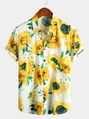 Men's Floral Print Short Sleeve Hawaiian Shirt