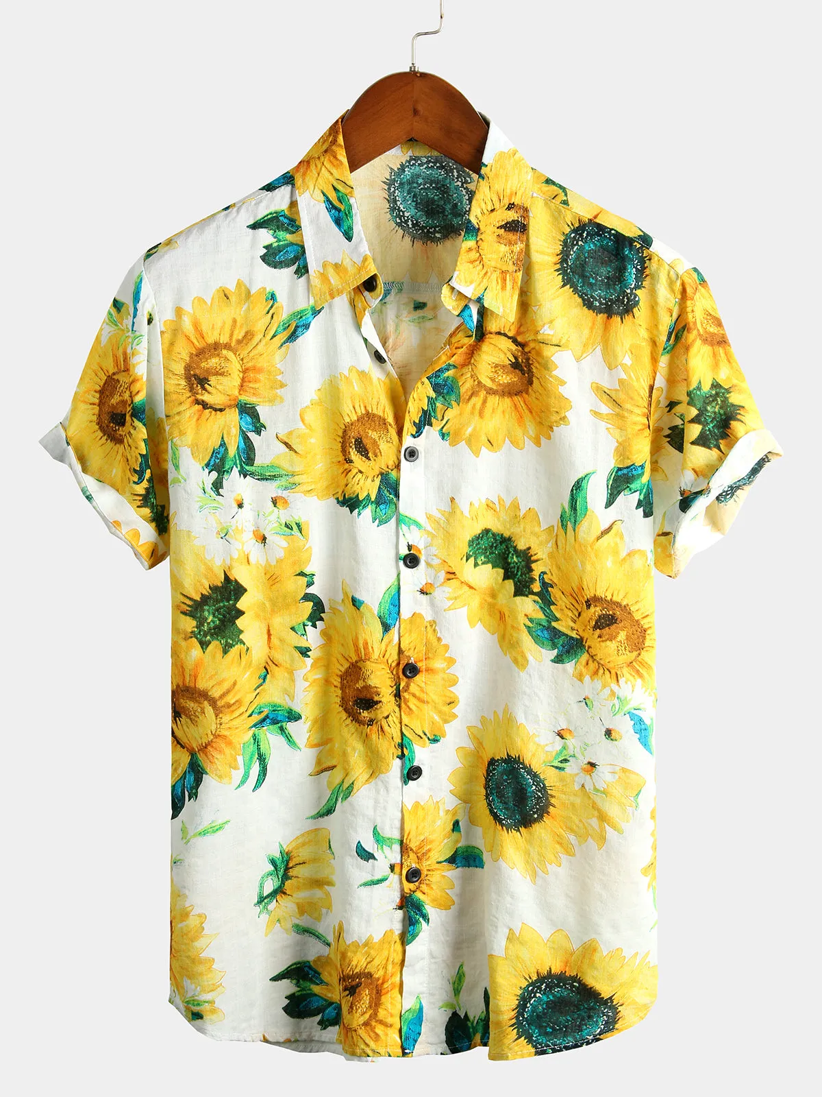 Men's Floral Print Short Sleeve Hawaiian Shirt