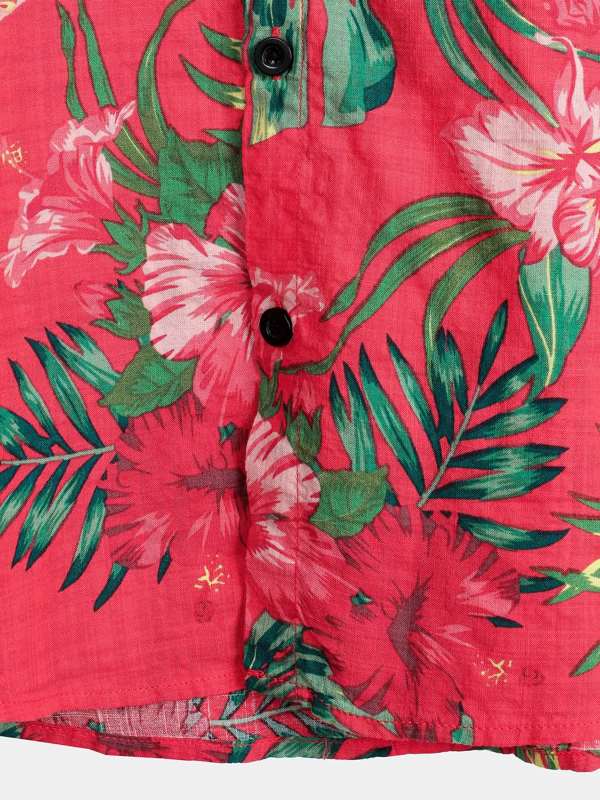 Men's Floral Tropical Hawaii Cotton Red Shirt