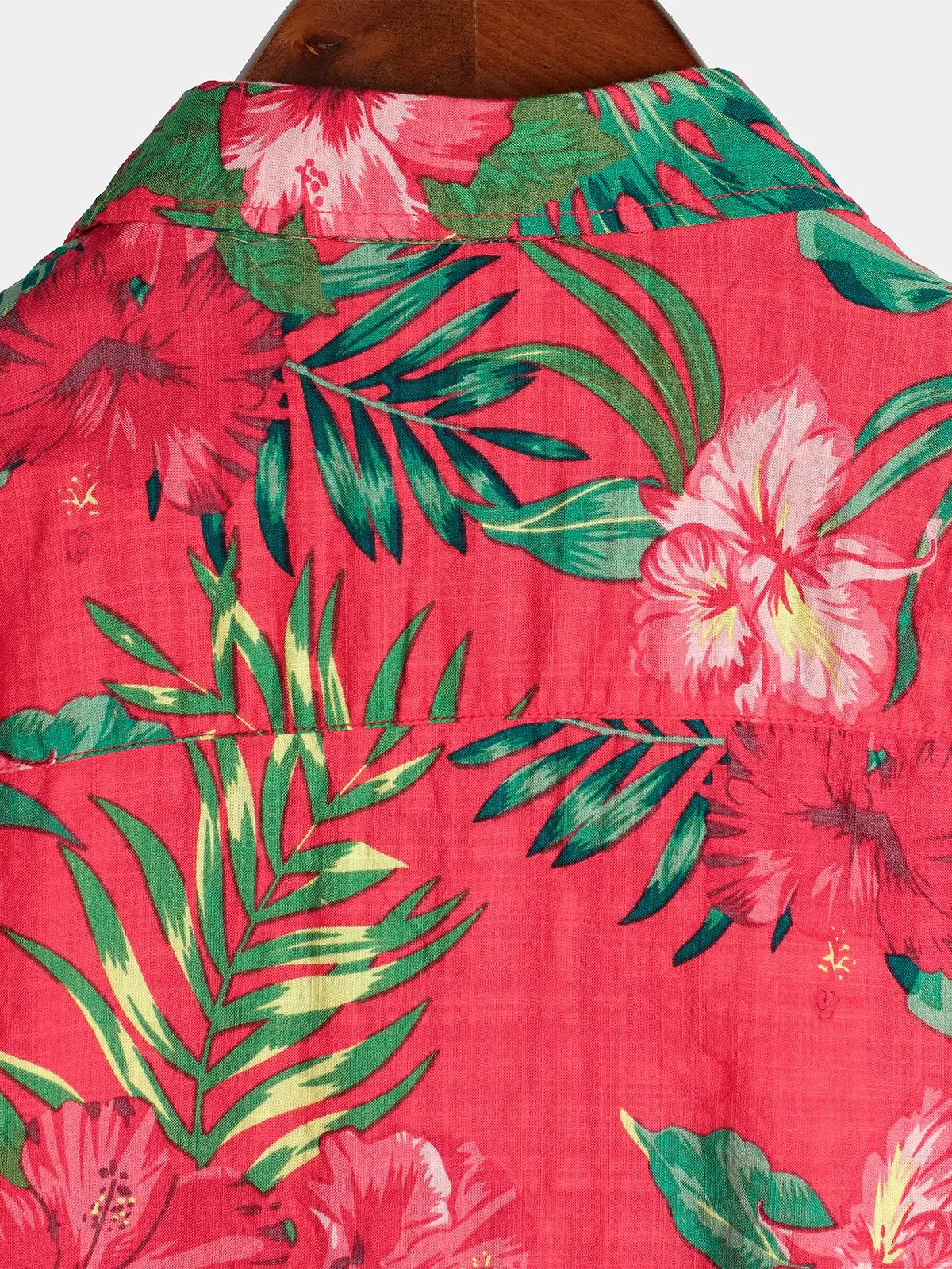 Men's Floral Tropical Hawaii Cotton Red Shirt