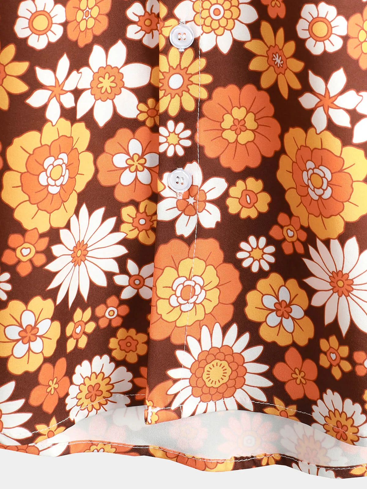 Men's Floral Vintage Flower Button Up 70s Themed Disco Party Short Sleeve Beach Summer Shirt