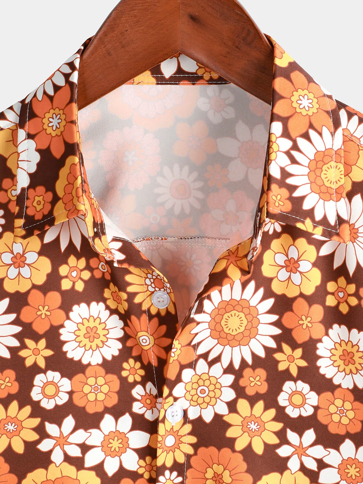 Men's Floral Vintage Flower Button Up 70s Themed Disco Party Short Sleeve Beach Summer Shirt