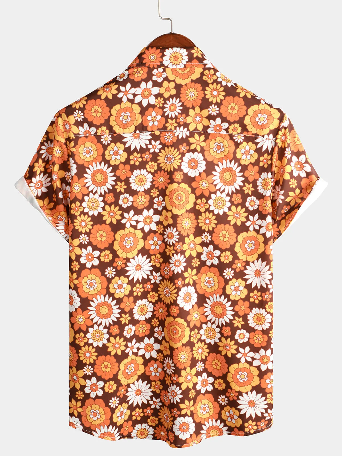 Men's Floral Vintage Flower Button Up 70s Themed Disco Party Short Sleeve Beach Summer Shirt