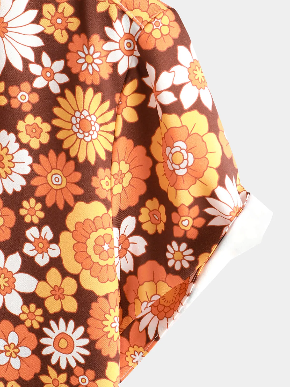 Men's Floral Vintage Flower Button Up 70s Themed Disco Party Short Sleeve Beach Summer Shirt