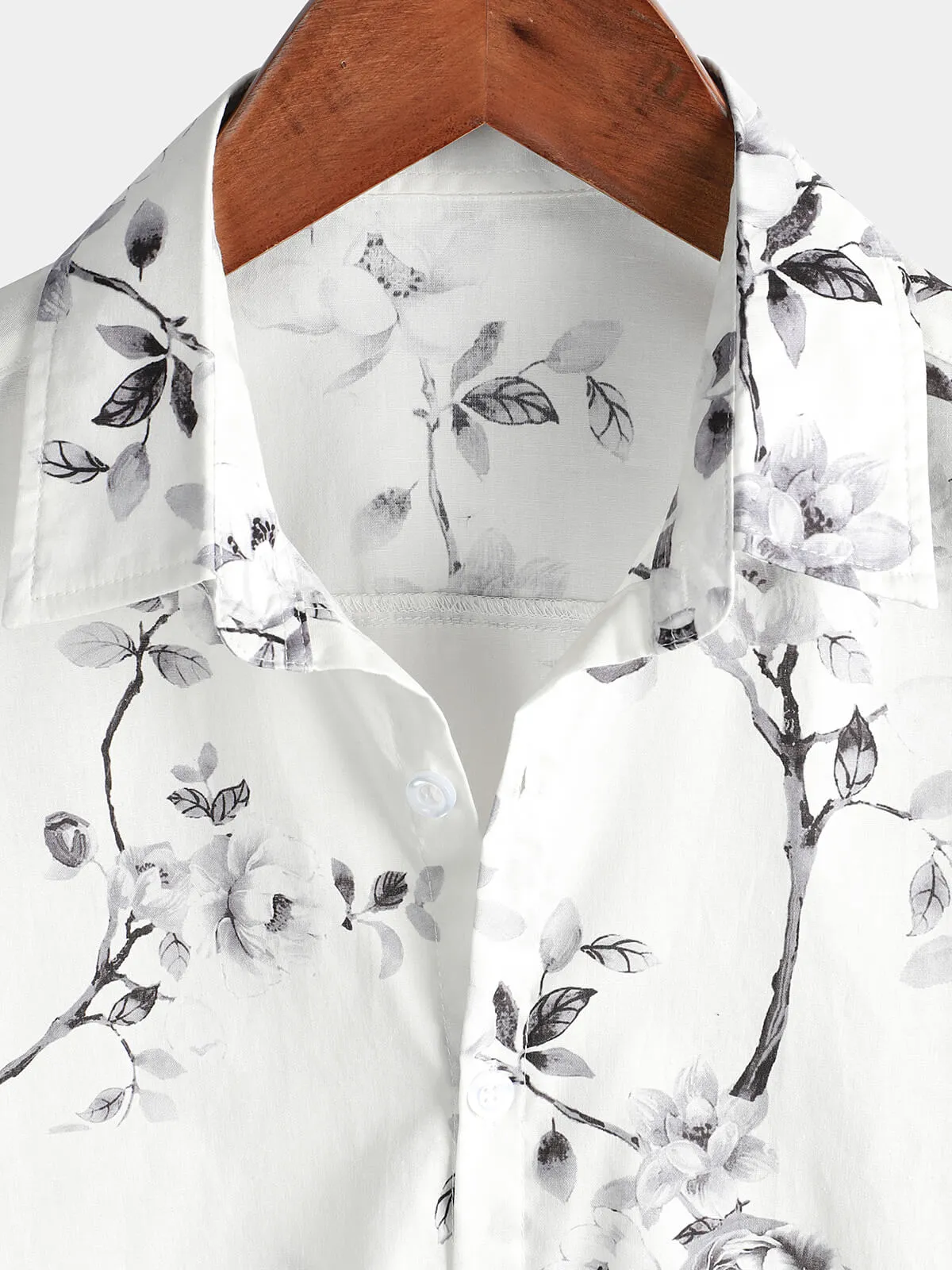 Men's Floral White Beach Hawaiian Shirt