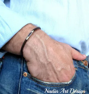 Men's Leather Bracelet with Magnetic Clasp