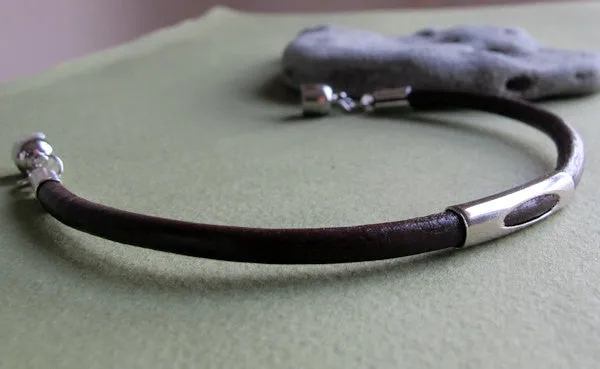 Men's Leather Bracelet with Magnetic Clasp