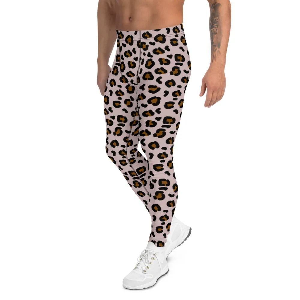 Mens Leggings, Brown Leopard Skin