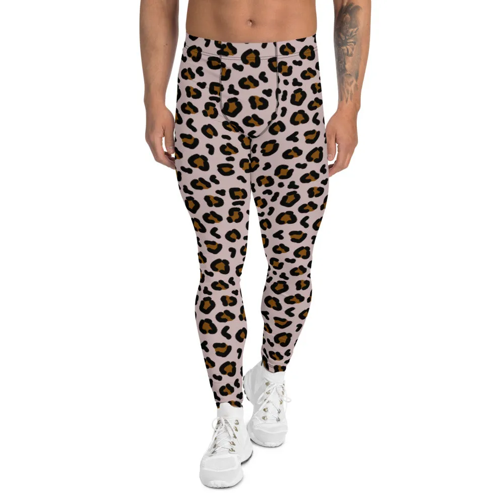 Mens Leggings, Brown Leopard Skin