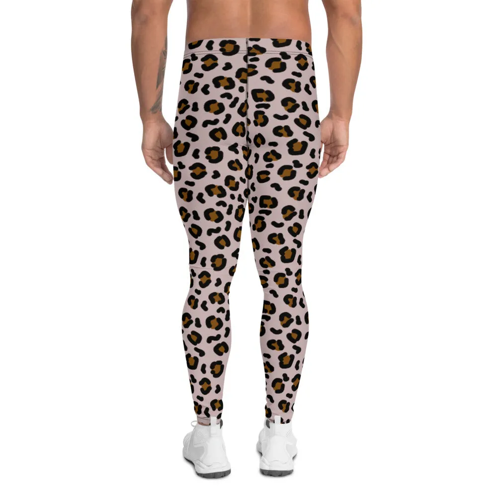 Mens Leggings, Brown Leopard Skin
