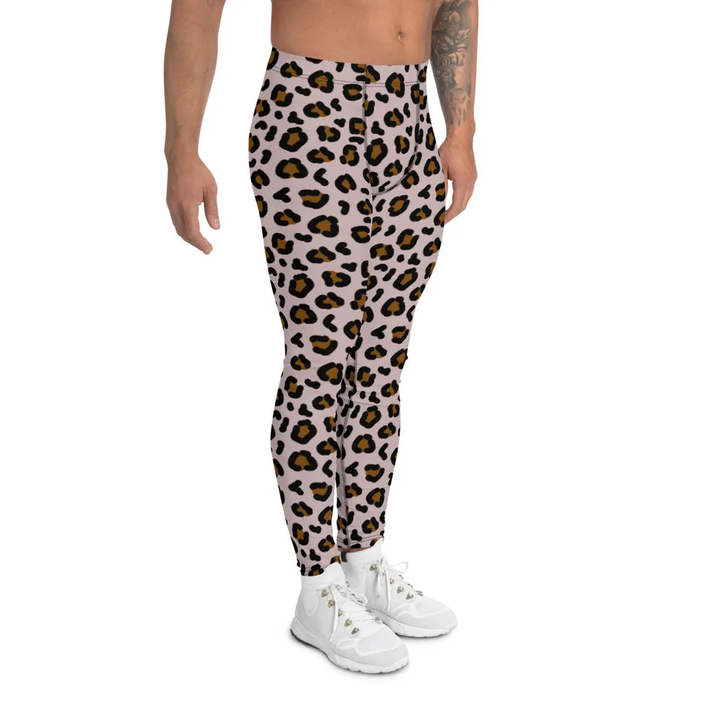 Mens Leggings, Brown Leopard Skin