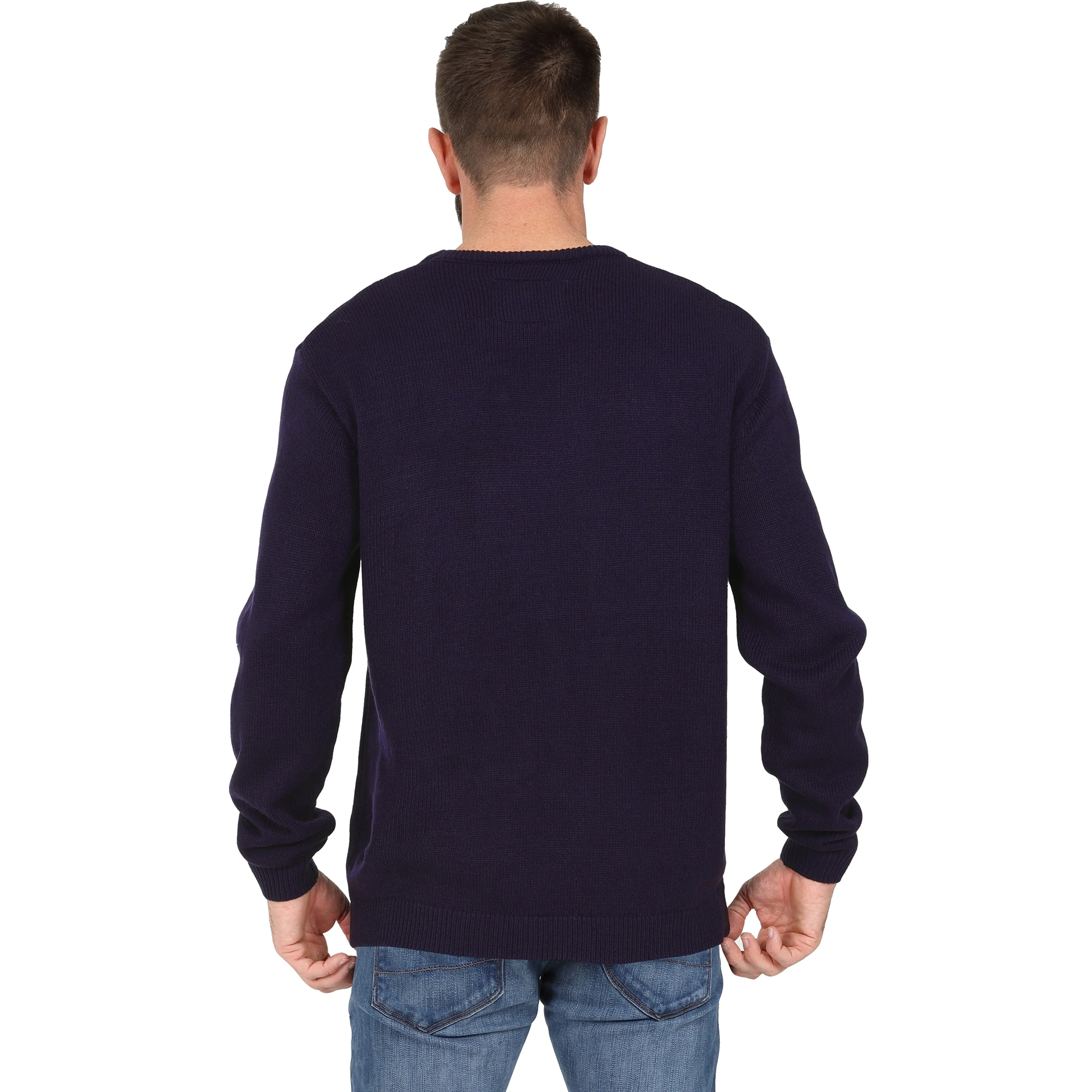 Men's Premium Knitted Crew Neck Jumper - Navy