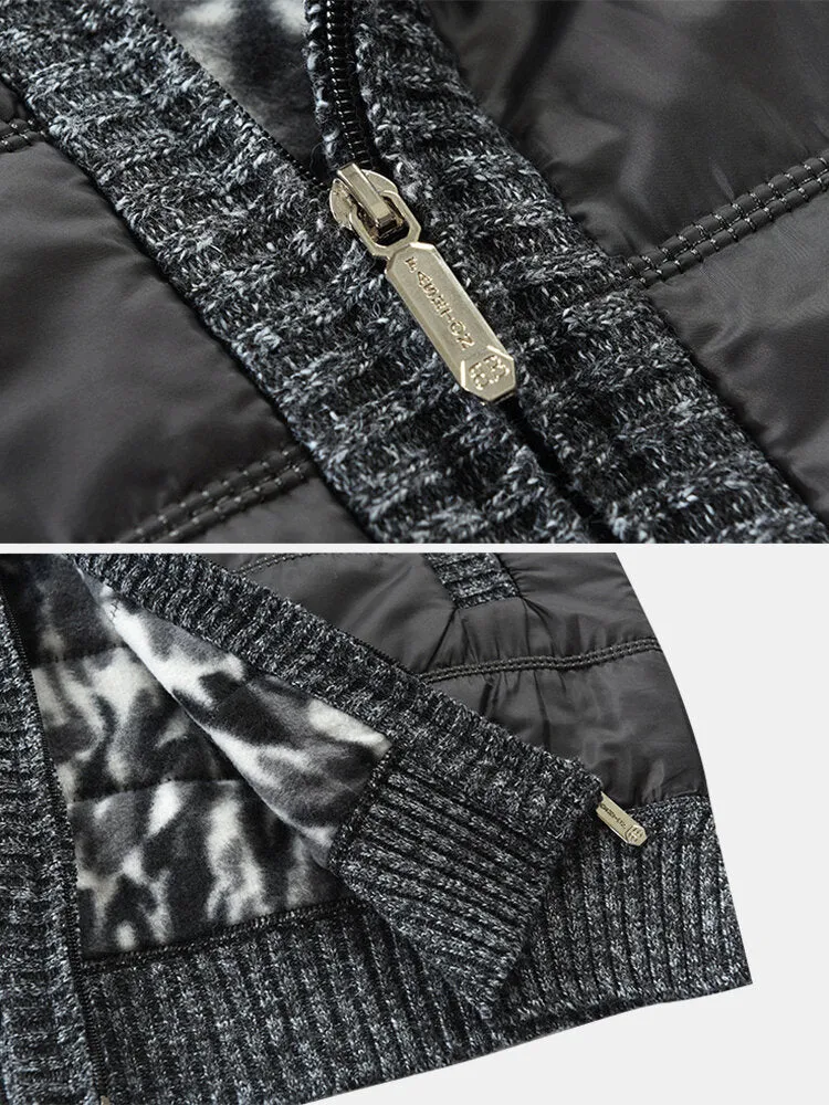 Men's Solid Color Sleeveless Woolen Vests with Warm Lining and Slant Pockets
