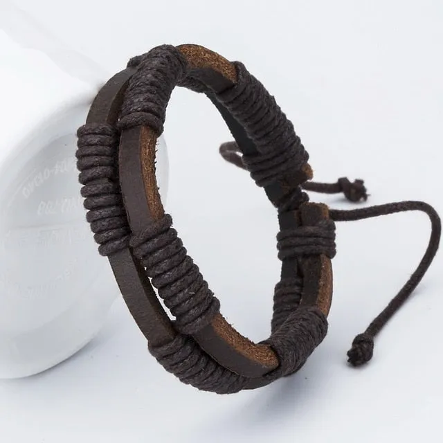 Men's  Trendy  Handmade Leather Bracelets