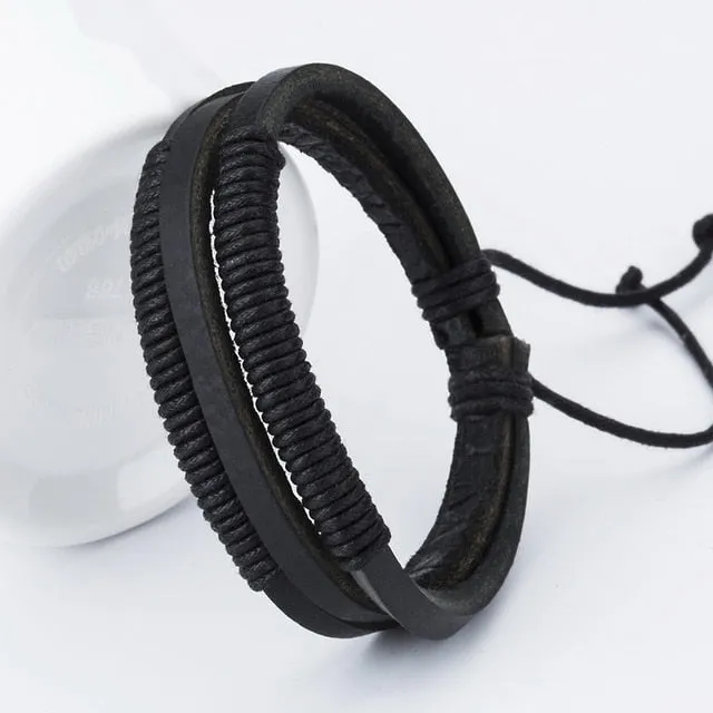 Men's  Trendy  Handmade Leather Bracelets