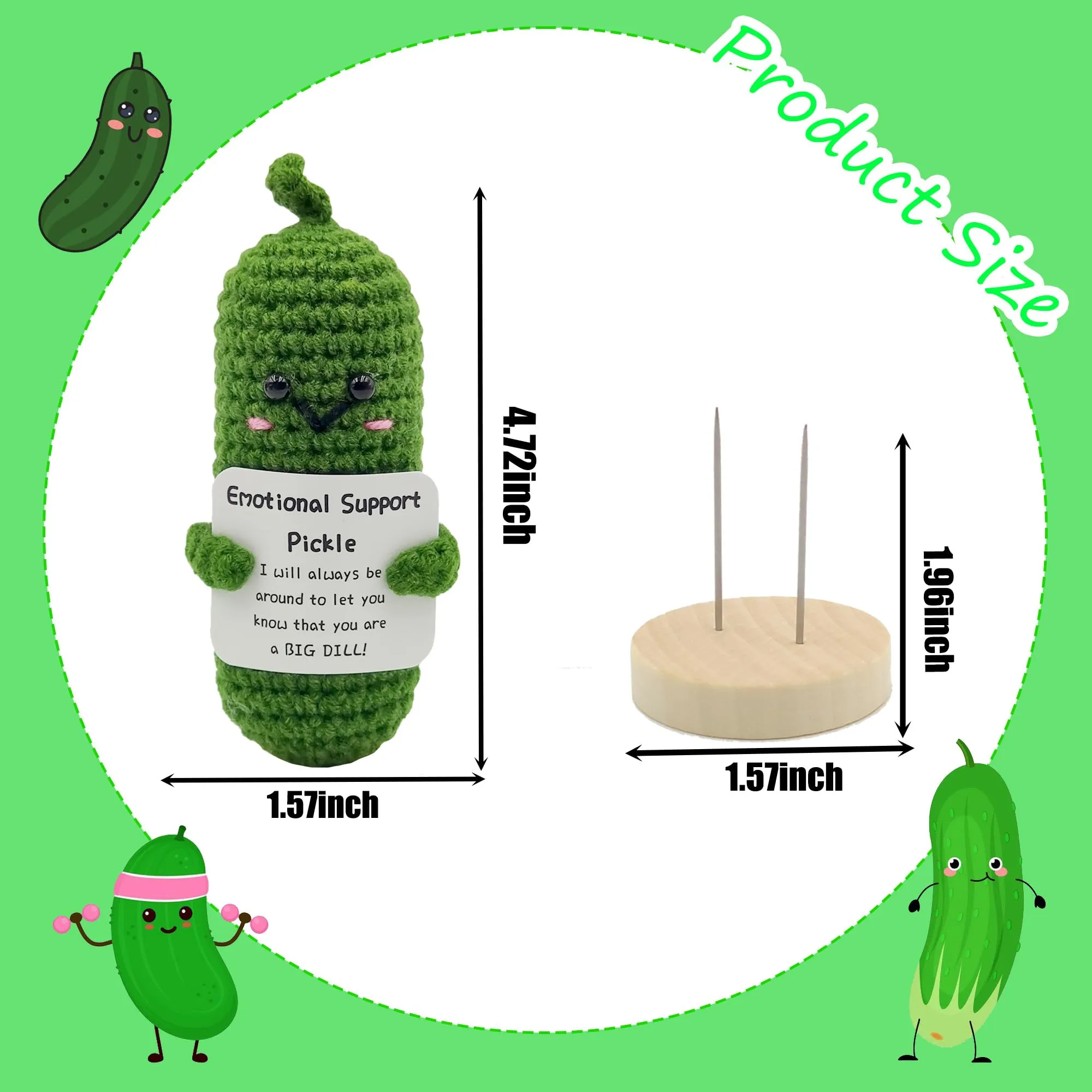 Mini Funny Emotional Support Pickle, 3 inch Interesting Knitted Wool, Cheer Up Gifts for Friends Halloween Christmas Decoration Encouragement (Pickle)