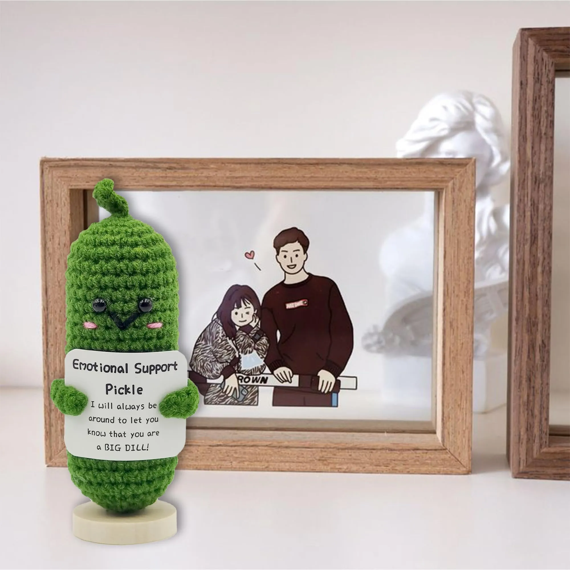 Mini Funny Emotional Support Pickle, 3 inch Interesting Knitted Wool, Cheer Up Gifts for Friends Halloween Christmas Decoration Encouragement (Pickle)