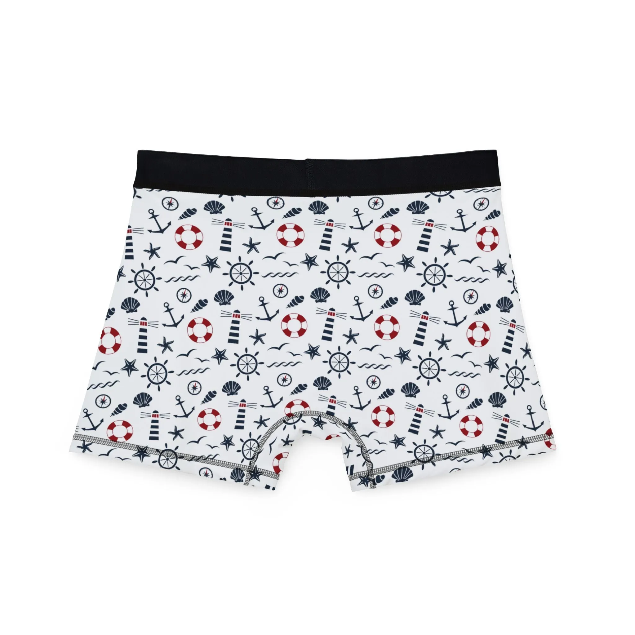 Nautical Adventure Men's Boxers - Fun Anchor & Lifebuoy Pattern