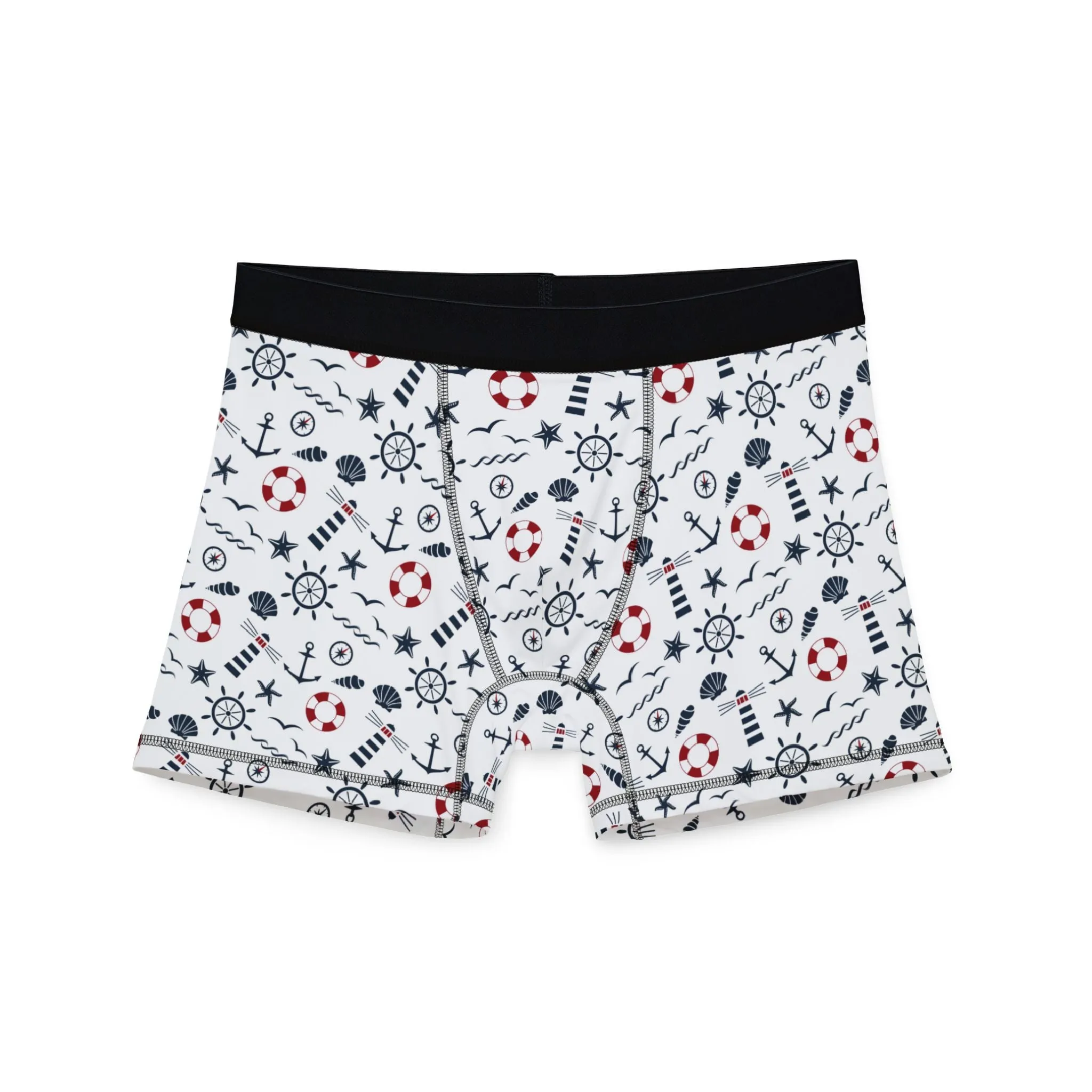 Nautical Adventure Men's Boxers - Fun Anchor & Lifebuoy Pattern