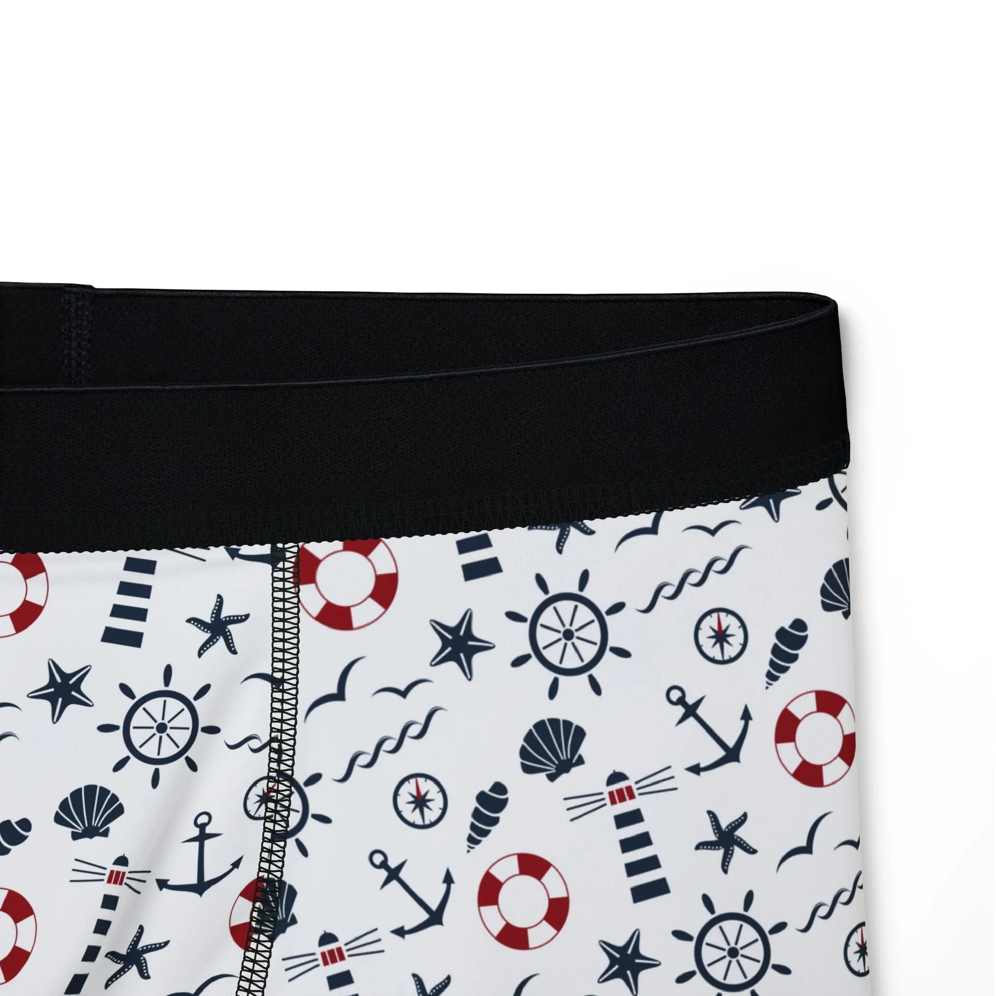 Nautical Adventure Men's Boxers - Fun Anchor & Lifebuoy Pattern