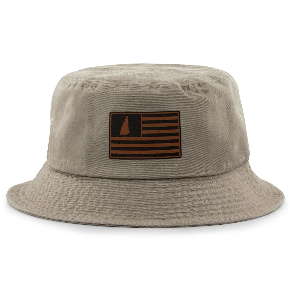 New Hampshire Striped Leather Patch Bucket Hat