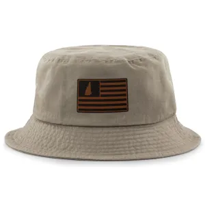 New Hampshire Striped Leather Patch Bucket Hat