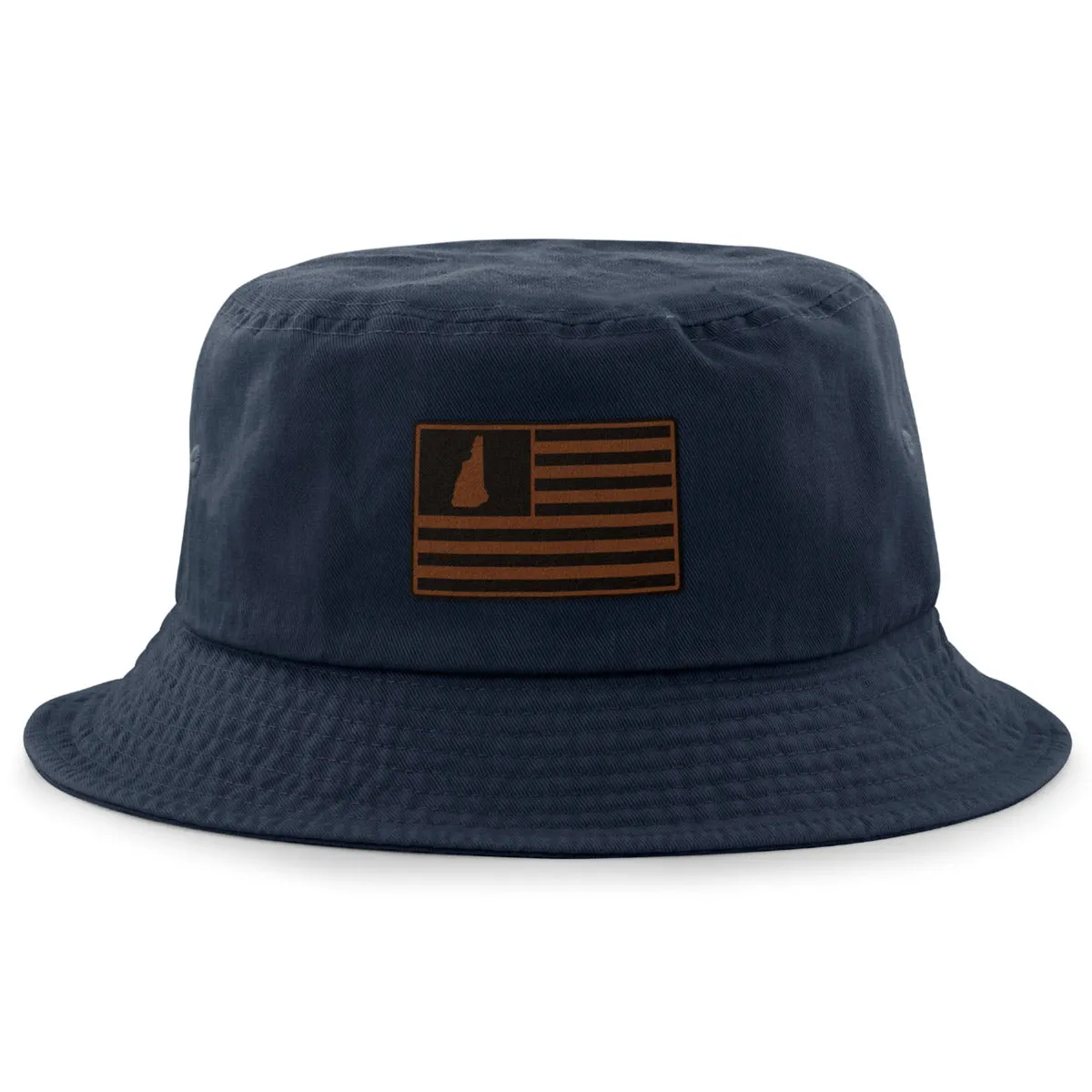 New Hampshire Striped Leather Patch Bucket Hat