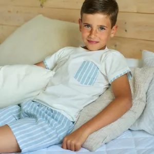 New In Rapife Boys Blue Striped T-shirt & Shorts Set