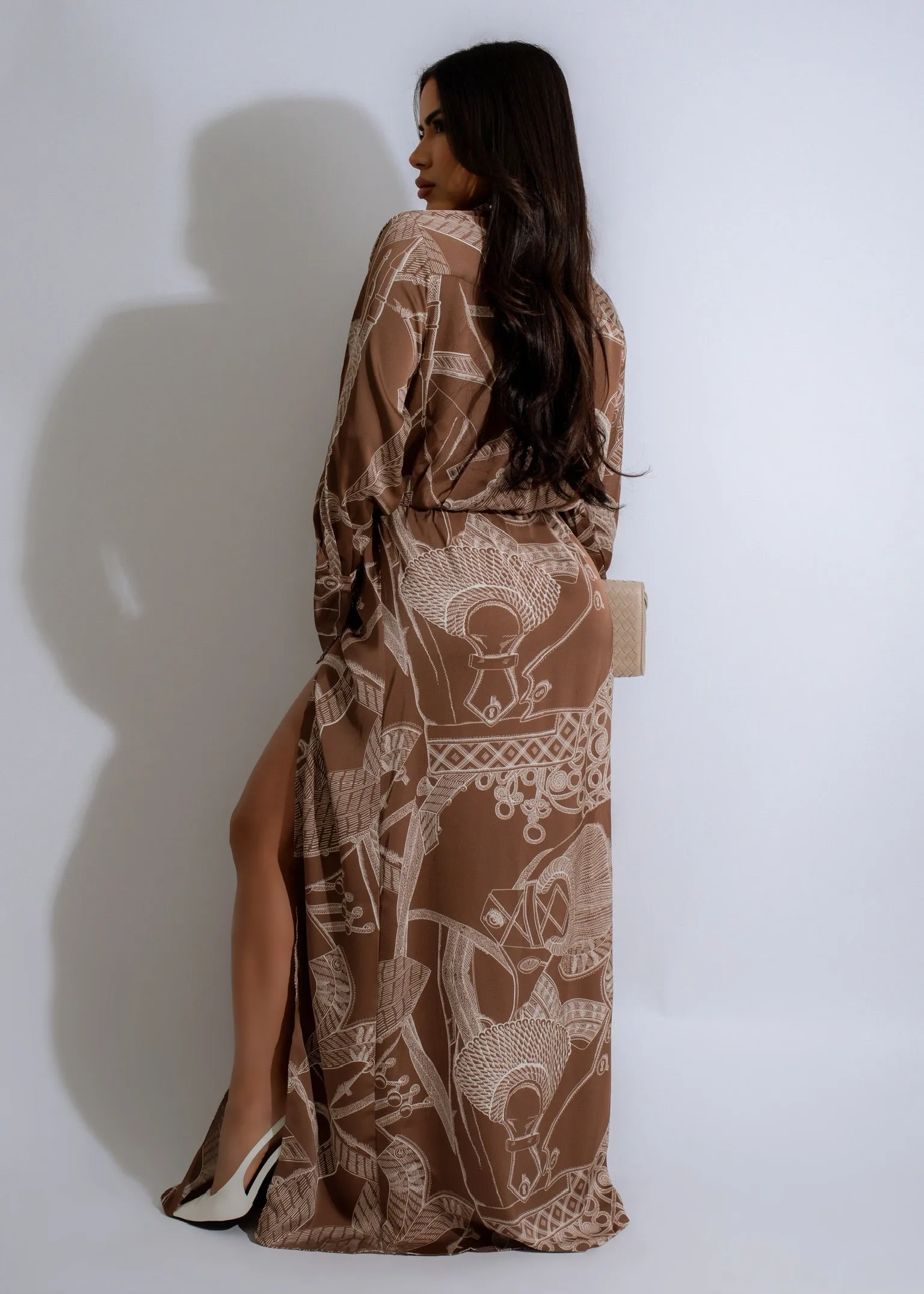 Nomad Dream Satin Maxi Dress Brown