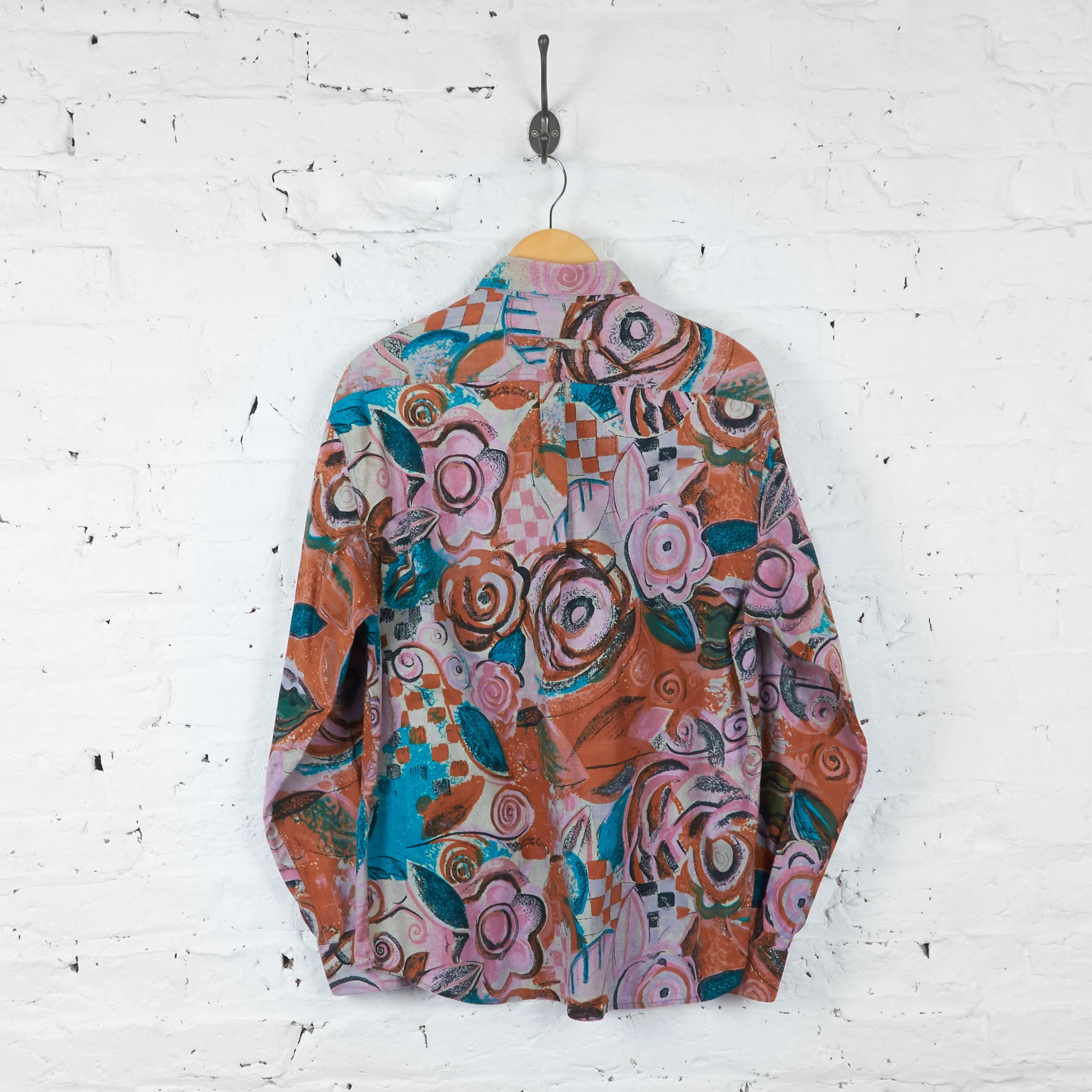 Patterned 90s Long Sleeve Shirt - Purple - L