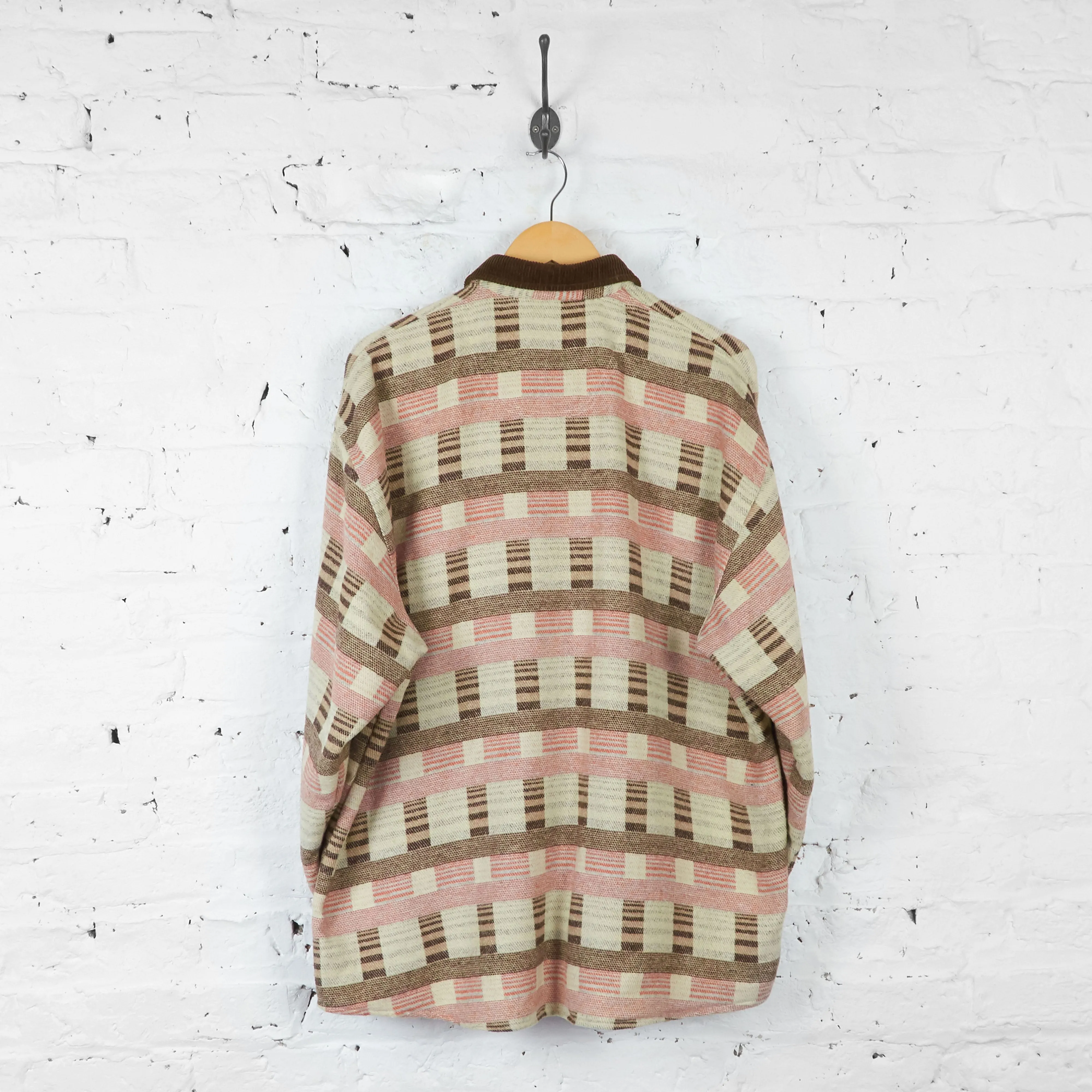 Patterned Flannel Shirt - Beige - XL