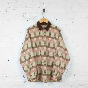 Patterned Flannel Shirt - Beige - XL