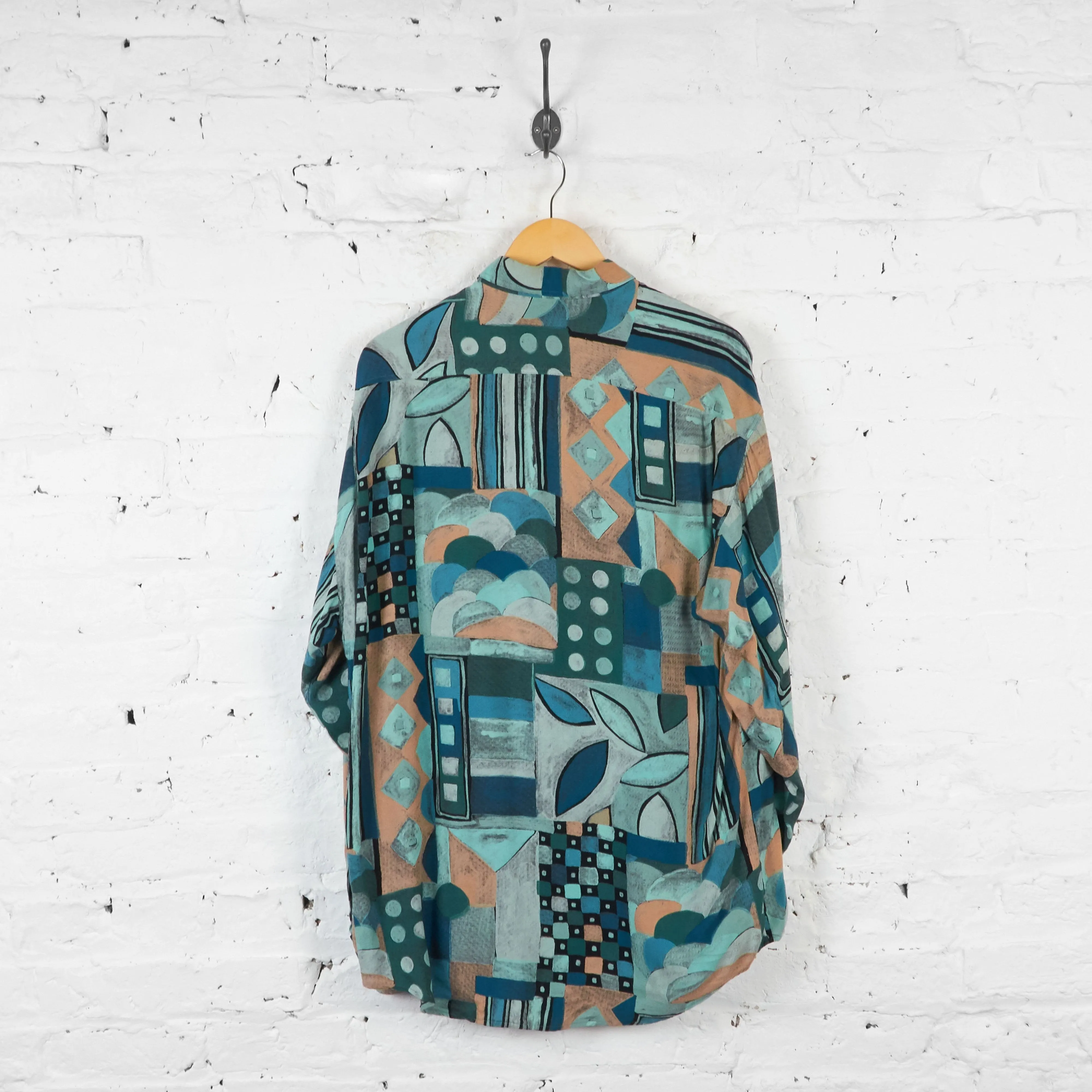 Patterned Long Sleeve Shirt - Green - M