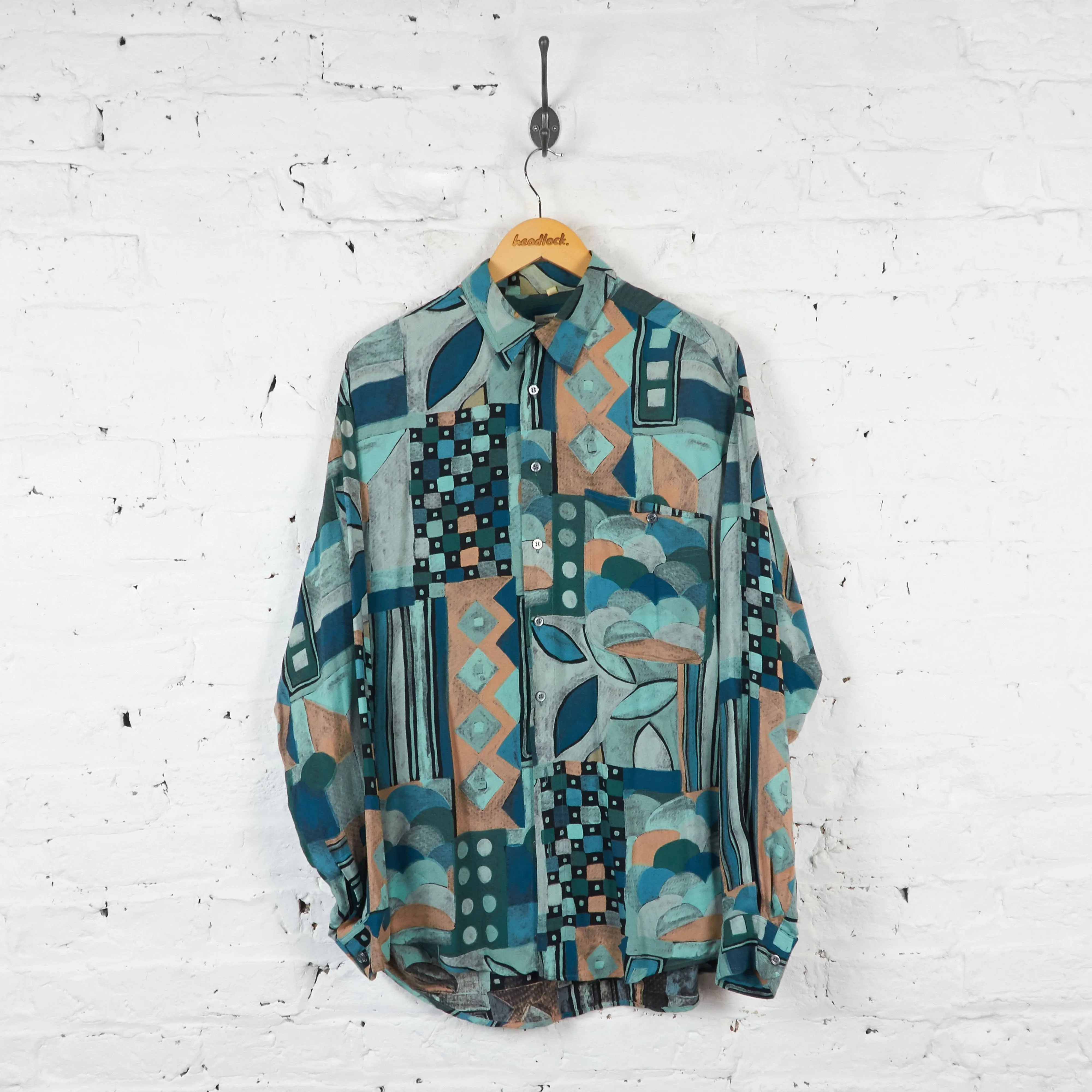 Patterned Long Sleeve Shirt - Green - M