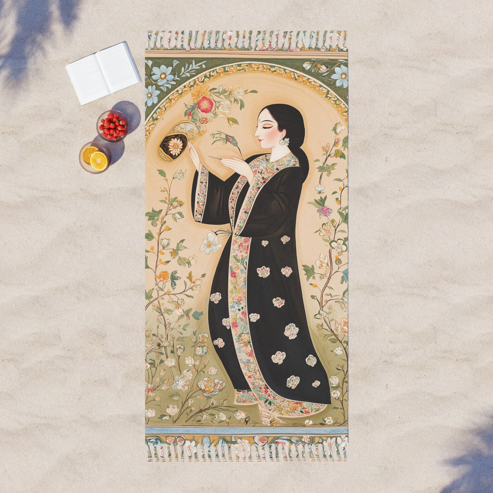 Persian Elegance Floral Art Beach Towel